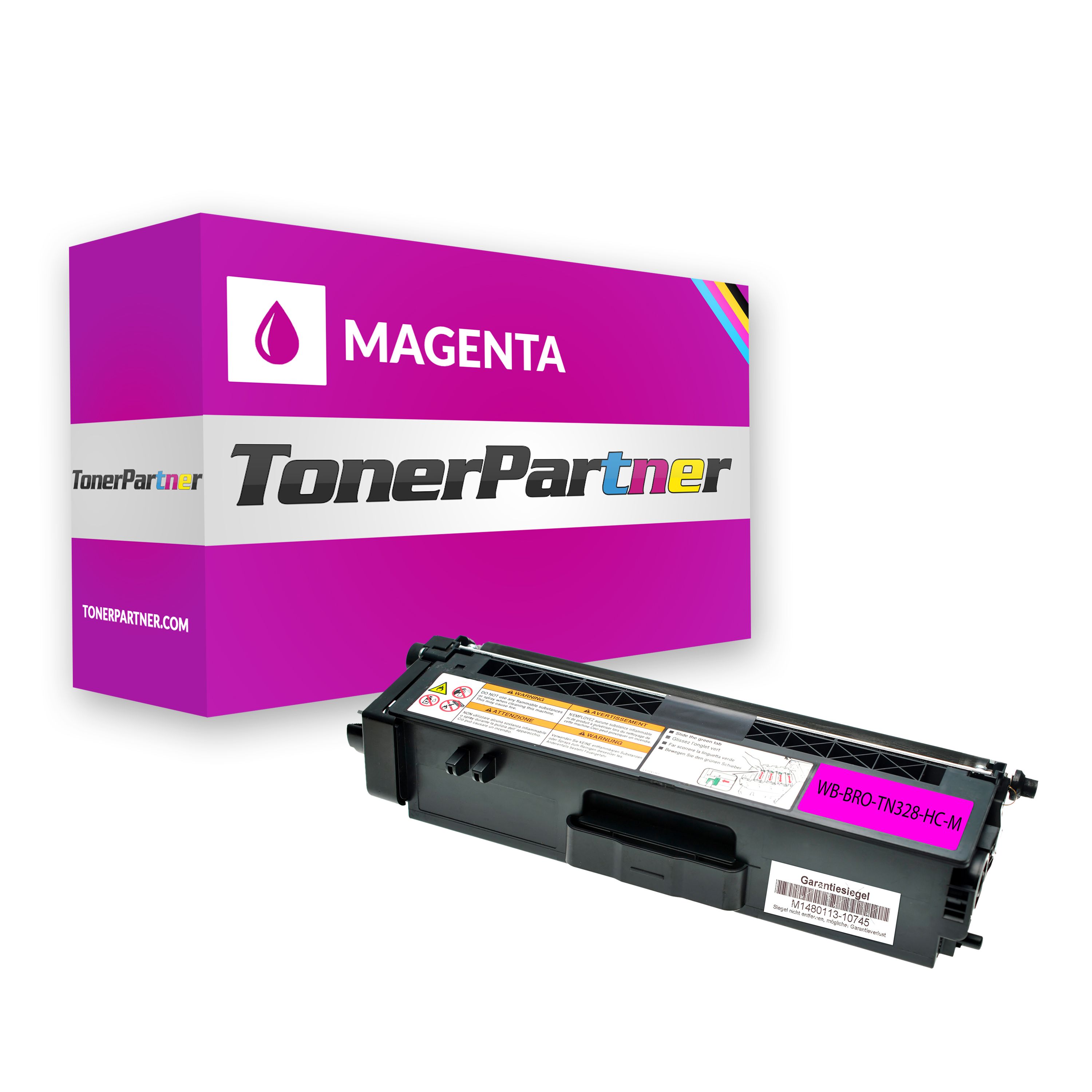 Kompatibel zu Brother TN-328 M Toner magenta, 6.000 Seiten, 1,07 Cent pro Seite - ersetzt Brother TN328M Tonerkartusche von TonerPartner