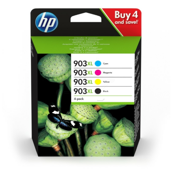 Original HP 903XL / 3HZ51AE#301 Tintenpatrone multicolor Multipack (4 St.), Inhalt: 21,5ml + 3x9,5ml - ersetzt HP 903XL / 3HZ51AE#301 Druckerpatrone